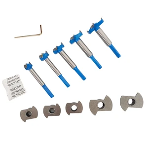 Professional Woodworking Drill Bit Set 5Pcs Tungsten Carbide Hole Puncher Anti-Rust Alloy Steel for Wood Board Excavation