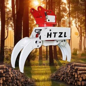 Integrated Excavator Saw Grapple with Chain Saw, Hydraulic Rotating Log Grab Cutter, CE Certified Forestry Felling Head