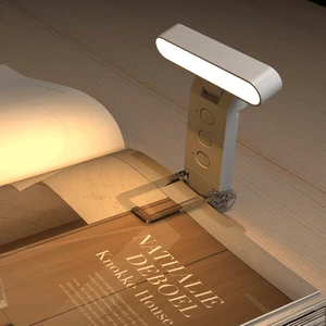 Wireless Rechargeable Clip on Reading Lamp Portable LED Book Light Eye Protection Adjustable Brightness Bedside Lamp