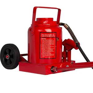 50 Ton Heavy Duty Steel Air Hydraulic Bottle Jack 405mm Max Height Portable Wheeled Lifting Jack for Engineering Vehicle Service