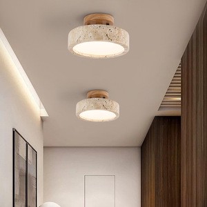 New Interior Bath Room Aisle Balcony Cloakroom Light Luxury Round Marble Wood Led Home Decor Ceiling Lamp