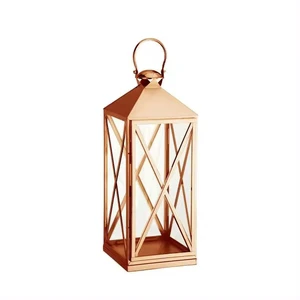 Copper Lantern With Glass Panels Durable Design For Home Decoration Indoor Outdoor Use Wedding Lantern Garden Decor Lantern