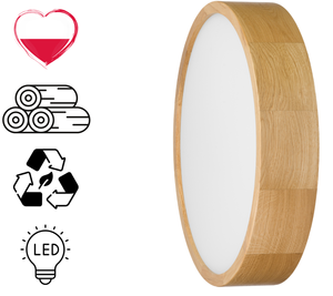 JACKSUN Modern LED Round Wood Ceiling Light Nordic Solid Wood Ceiling Light for the Bedroom Living Room Lighting