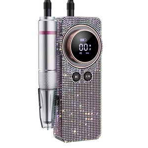 Portable Rechargeable Nail Drill 35000 RPM Low Noise With LCD Screen And Rhinestone Decoration