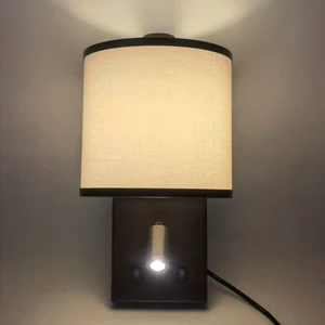 CE Iron & Fabric Contemporary Hotel Headboard Bedside Sconce Lamp with AC Switch Control LED Reading Light Dimmable