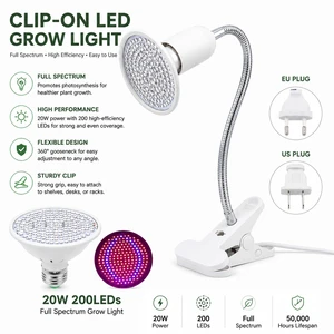 LED Grow Light 20W 200 LEDs Full Spectrum Red & Blue Plant Lamp 85-265V Promote Plant Growth