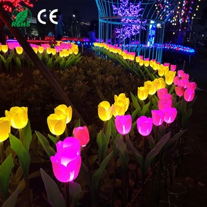 LED Lawn Solar Artificial Flower Tulip Lamp Wedding Outdoor Garden Decorative Landscape Atmosphere Lights PE Luces Solares IP65