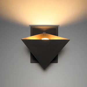 Modern Matte Black 1 Light Inverted Pyramid Wall Sconce with Copper Interior LED Wall Lamp