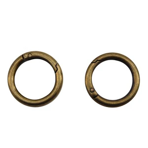 Antique Brass Spring O-Ring Clasp 25mm Round Carabiner Clip for Bag Straps, Keychains & DIY Craft