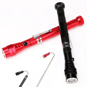 Portable Aluminum Alloy IP65 Rated 3LED Telescopic Magnetic Head Flashlight With Pick Up Tool For Camping