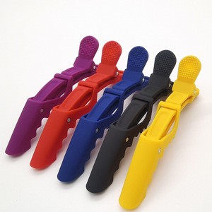 Custom Logo Barber Hairdressing Crocodile Clip Durable Plastic Alligator Clips for Salon Hair Styling Duck Beak Style
