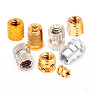Manufacturer's M3 M4 M5 M6 Knurled Thread Brass Insert Nut Fastener for Furniture Heat Staking Stainless Nickel Plated Polished