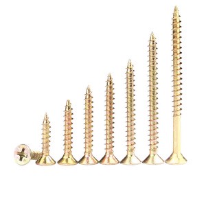 70mm 80mm 100mm Yellow Zinc Plated Carbon Steel Pozi Drive Countersunk Double Head Self Tapping Chipboard Screw For Wood Board