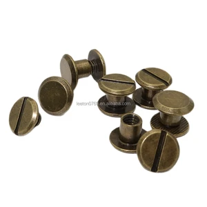 Stock Supply 9.5 X 5 X 5mm Anti-brass Colored Metal Chicago nail for Menu and Books