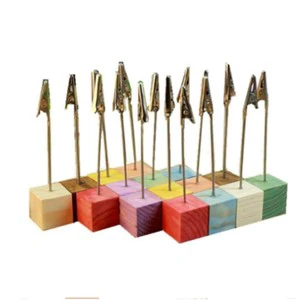 2026 Factory Direct Selling Wooden Base Office Tools Steel Wire alligator Clip