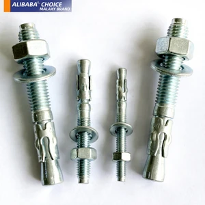 MALAXY Hot Dipped Galvanized Wedge Anchor Through Bolts High Strength for Construction Concrete Fixing