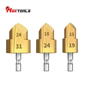 Hex Shank Step Drill Bits Set 3Pcs 20 25 32 Gauge HSS Titanium Coated for Pipe Enlargement, Metal, SS, Wood,Pro Electrician Tool