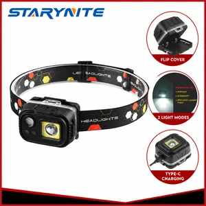 STARYNITE 410 Lumens Rechargeable LED Headlamp With Motion Sensor COB Floodlight Spotlight And Red Warning Light For Camping