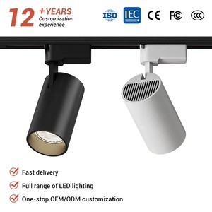 Anti Glare Design Commercial Lighting Black White Rail System Ceiling 20W 30W Aluminum COB LED Track Light