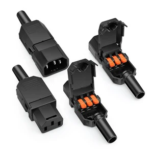 IEC320 C13/C14 Terminal Plug 10A 250V | Snap-Fix Quick Connect | Field-Assembled Crimp Connector For Industrial Power