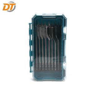 DT High Carbon Steel Spade Drill Bits 8PCs Set Horizontal Cutting Edge 3-Points Wood Hole Drilling With Hex Shank