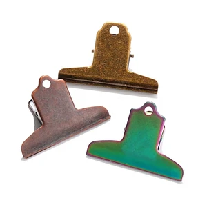 Vintage Oversize Metal Binder Clip Office Customized Color Drawing Mountain Ticket Folder 75mm Stainless Steel