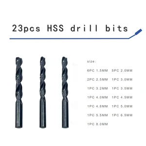 RISING 23PCS Black Finish Twist Drill Bit Set Premium Carbon Steel Bits for Household and Engineering Drilling Use