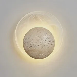 Modern Cream Natural Stone Glass LED Lamp Nordic Minimalist Wabi Sabi Style for Bedroom Restaurant Corridor Wall Lighting Home