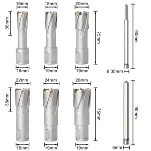 6 Piece Set HSS Hollow Drill Bits Magnetic Drill Bits Core Drill Bits Carbide Hole Cutter for Steel Plate