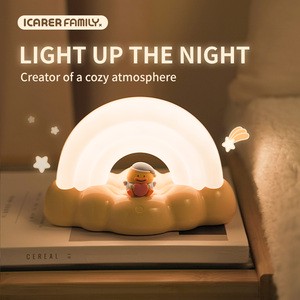 Rainbow Night Light Cute Cartoon ABS LED Lamp Smart Table Lamp for Bedroom Kids Soft Warm Light Decorative Bedside Night Lamp