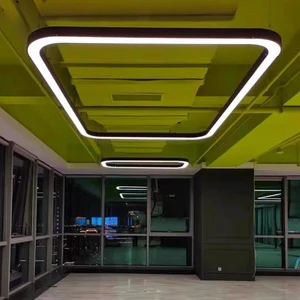 Curved Corner Rectangle Ceiling Hanging Modern Luxury LED Chandelier Pendant Light for Office Hotel bar Shop Home Decoration