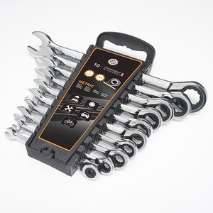 Promotional 10pcs 72 Tooth Fixed-Head Combination Ratcheting Spanner CE Certificate OEM Auto Repair Wrench Set