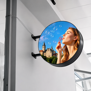 Double Sided Circular LED Display Outdoor Indoor IP65 Waterproof Round RGB Screen Digital Advertising Signage Hanging Light Box