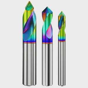 Carbide Center Drill Bit 2 Flute HRC65 Spotting Drill 90 Degree Chamfer Mill for Mold Making Aluminum CNC Router Bits