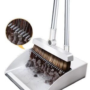 4-in-1 Household Cleaning Combo Set Long Handle Magic Dustpan Magnetic Induction Broom Cleaning Brush Mop Bucket