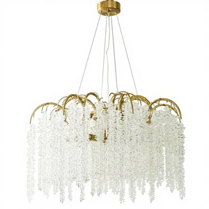 Living Room Chandelier Nordic Modern Villa Atmospheric Tassel Waterfall Lamps New Cyber Celebrity Luxury Branch Crystal Lighting