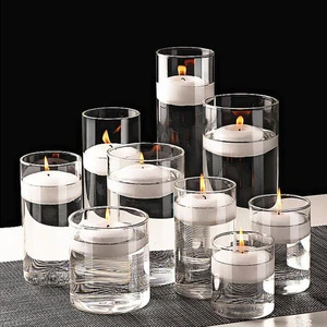 Glass Cylinder Vase for Home & Wedding Decor Floating Water Candleholder Elegant Table Centerpiece & Dinner Party Lantern
