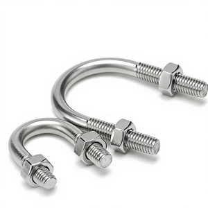 A2 304 SS U Shape Bolt Clamp Set Heavy Duty Pipe Clip With Screws Nuts for Plumbing Exhaust Pipe Fixing