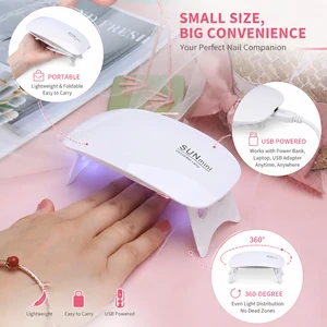 Mini UV Gel Nail Dryer Lamp USB Foldable Sunmini Mouse-Shaped Portable Manicure Light Automatic 360-Degree Home