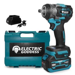 Electric Goddess Industrial & DIY Grade 18V Lithium Battery Brushless Impact Wrench with 500NM Max Torque and 1/2in Drive