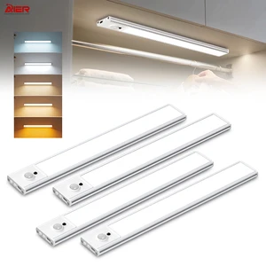 Motion Sensor USB-C LED Under Cabinet Lighting With Charging Station Automatic Stick-On Lights Strip For Countertop And Desk