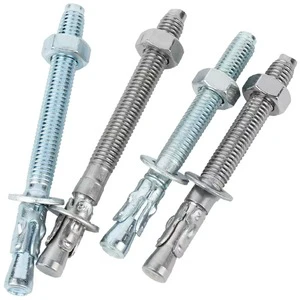 White and Blue Galvanized Finish Multiple Size Stainless Steel and Carbon Steel Through Bolt Concrete Wedge Anchors