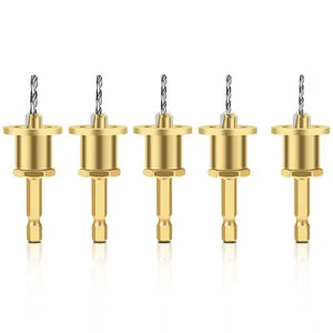 Conical Step Drill With Screw Mounted Woodworking Drilling Bit Hex TCT Countersink Drill With Stopper Alloy Head