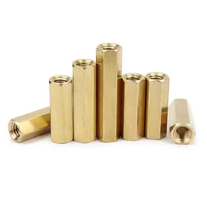 Double Pass Copper Pillar Brass Part Metric Hex Coupling Nuts Fasteners for Product Isolation Column