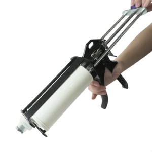 JAPI 250ML 10:1 Dual Tube Air Steel Manual Hand Caulking Gun Lightweight Injection Cutting Epoxy Adhesive Dispenser Push-Type