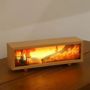 Anime Light Box USB Rechargeable Wooden Lamp Box 3 Colors Led 3D Light Box For Girls Bedroom