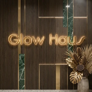Morden Stvle Led Sign logo Made LED Advertising Sign Light up Sign Stainless Steel Illuminated Sign Lobby Signage