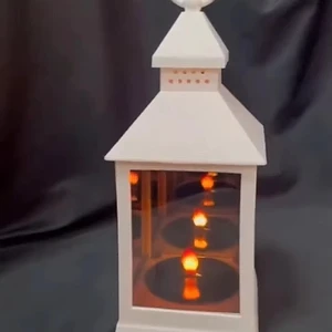 Led White Glass Fire Lantern 3d Mirror Reflective Lantern