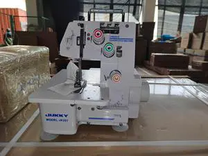 JK257 3-Thread Cover Stitch Machine with LED Light and Strong Suction Feet, Heavy-Duty Metal Sewing Machine for Various Fabrics