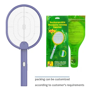 High Safety Level Rechargeable LED Light Eco-Friendly ABS Bug Zapper Portable Folding Electric Mosquito Killer Swatter